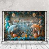 Lofaris Mysterious Undersea Dolphin Coral Cake Smash Backdrop